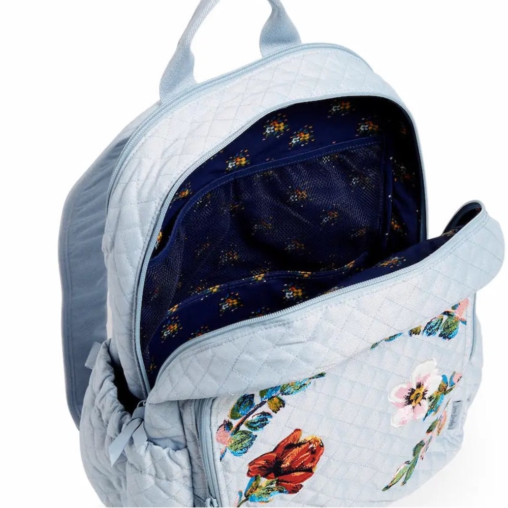 Vera Bradley Large Campus Backpack in Denim ✨ Sea Air Floral - Picture 8 of 11